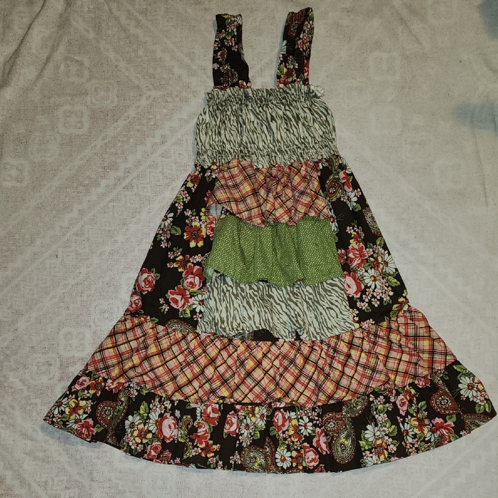 Vintage Couture Floral Patchwork Kids Dress Size 6
